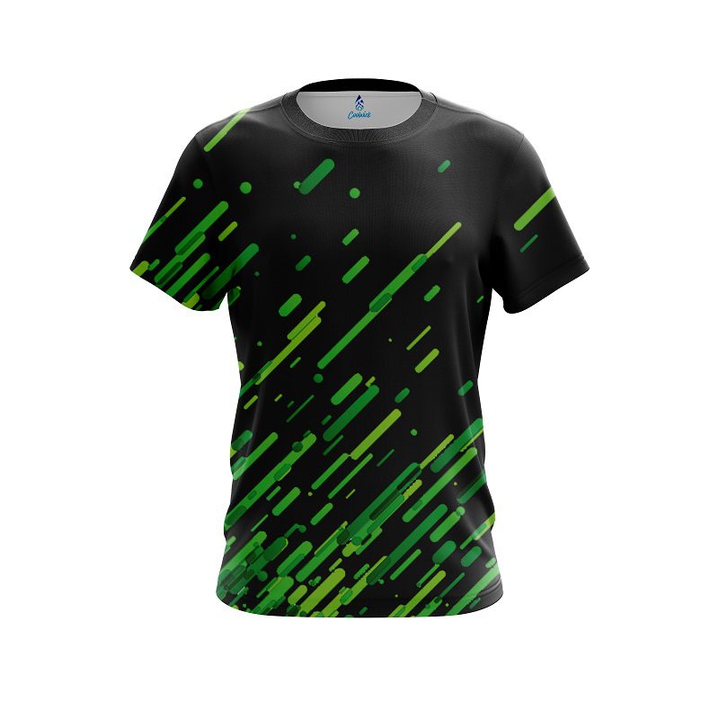 Plain Modern Green Stripe CoolWick Bowling Jersey