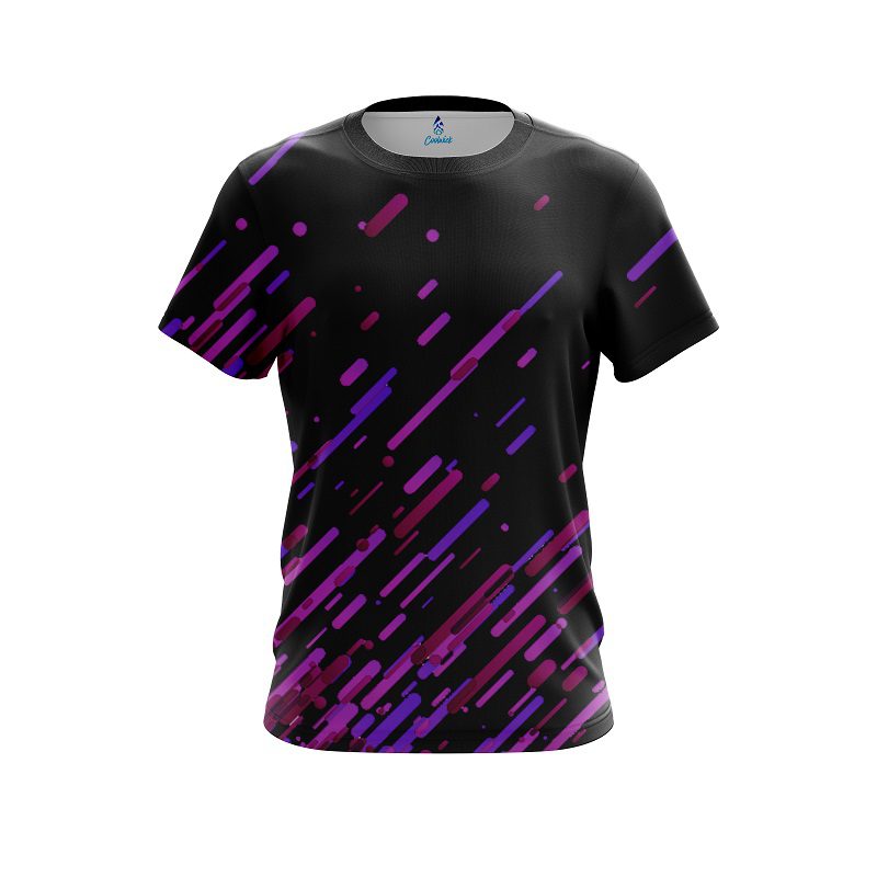 Plain Modern Purple Stripe CoolWick Bowling Jersey