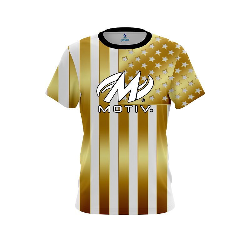 Motiv American Gold Flag CoolWick Bowling Jersey