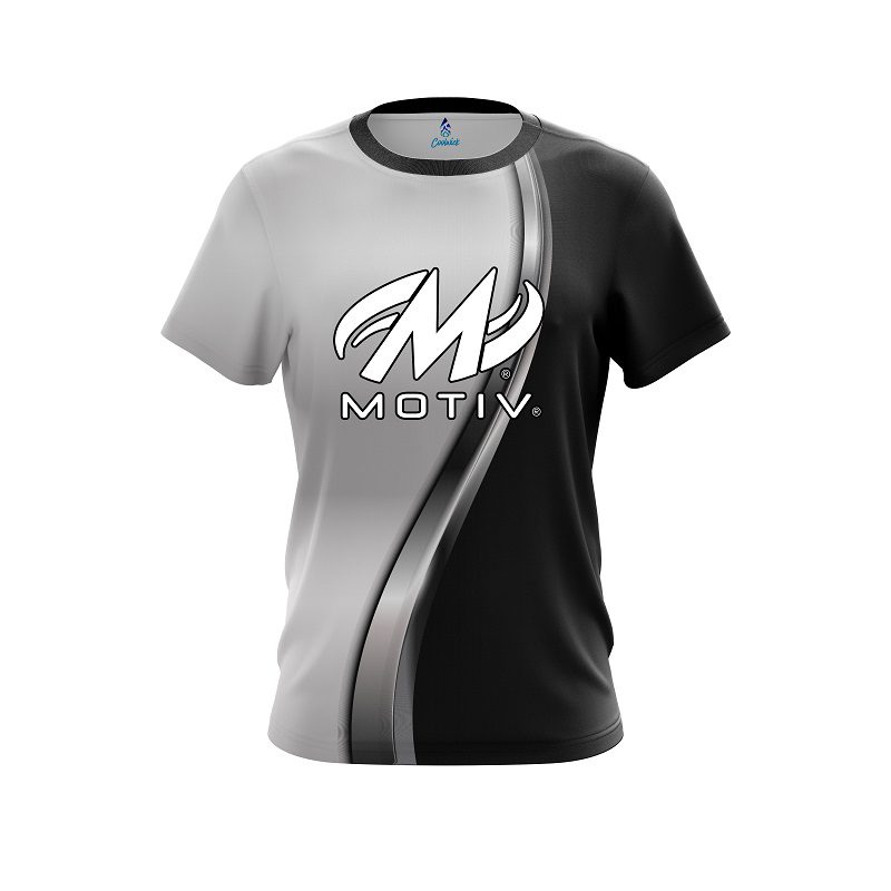 Motiv Black And Silver Helix CoolWick Bowling Jersey