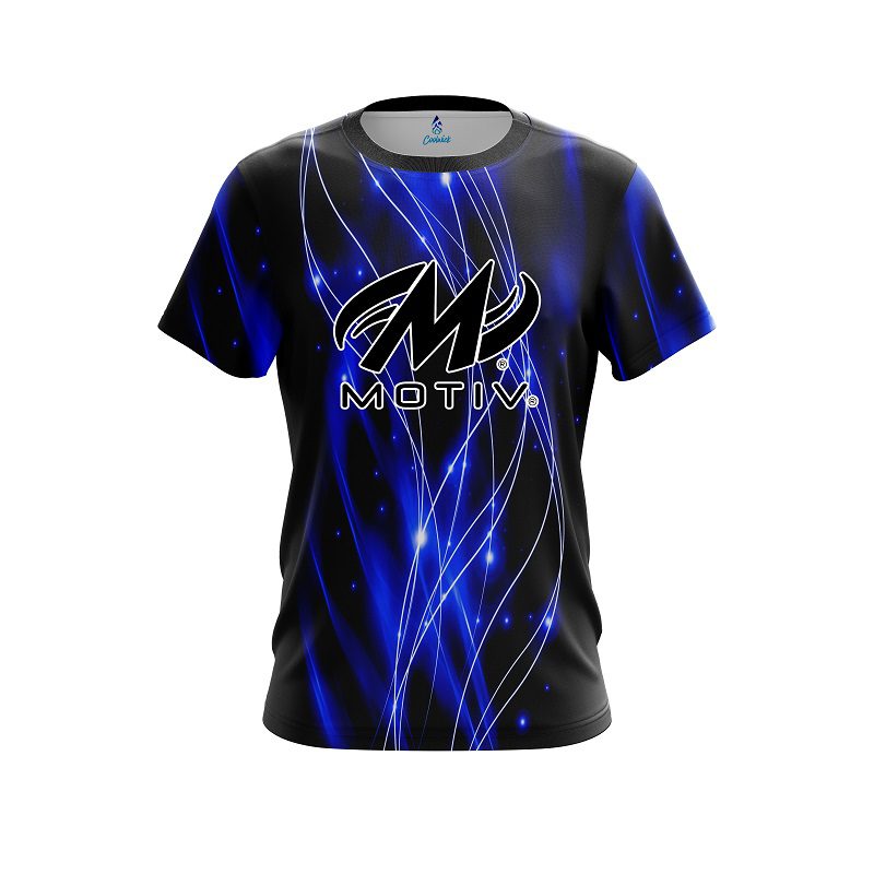 Motiv Blue Spiral Waves CoolWick Bowling Jersey