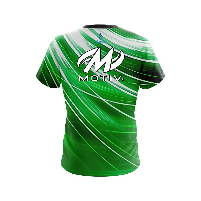 Motiv Deep Green Stripes CoolWick Bowling Jersey - Image 2