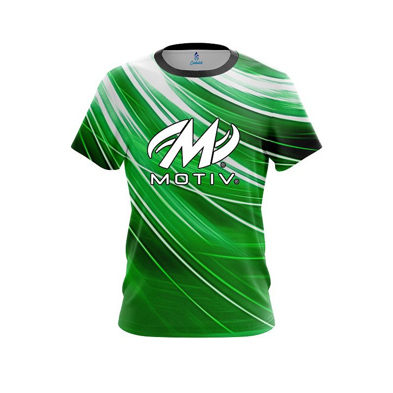 Motiv Deep Green Stripes CoolWick Bowling Jersey