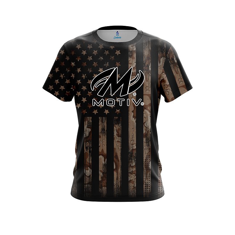 Motiv Desert Camo Flag CoolWick Bowling Jersey