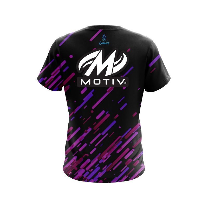 Motiv Modern Purple Stripe CoolWick Bowling Jersey - Image 2