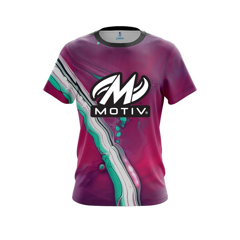 Motiv Pink And Green Liquid CoolWick Bowling Jersey