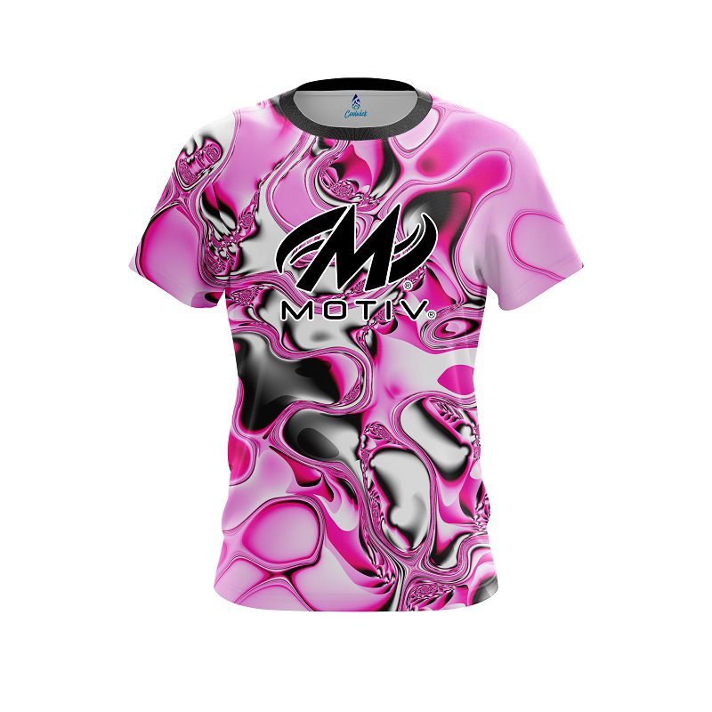 Motiv Pink And White Liquid Canvas CoolWick Bowling Jersey