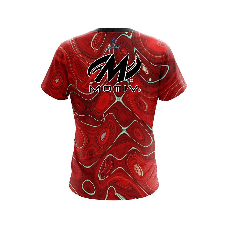 Motiv Psychedelic Red Flow CoolWick Bowling Jersey - Image 2