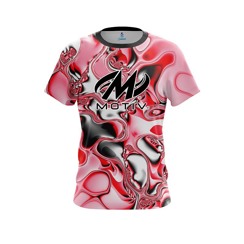 Motiv Red And White Liquid Canvas CoolWick Bowling Jersey
