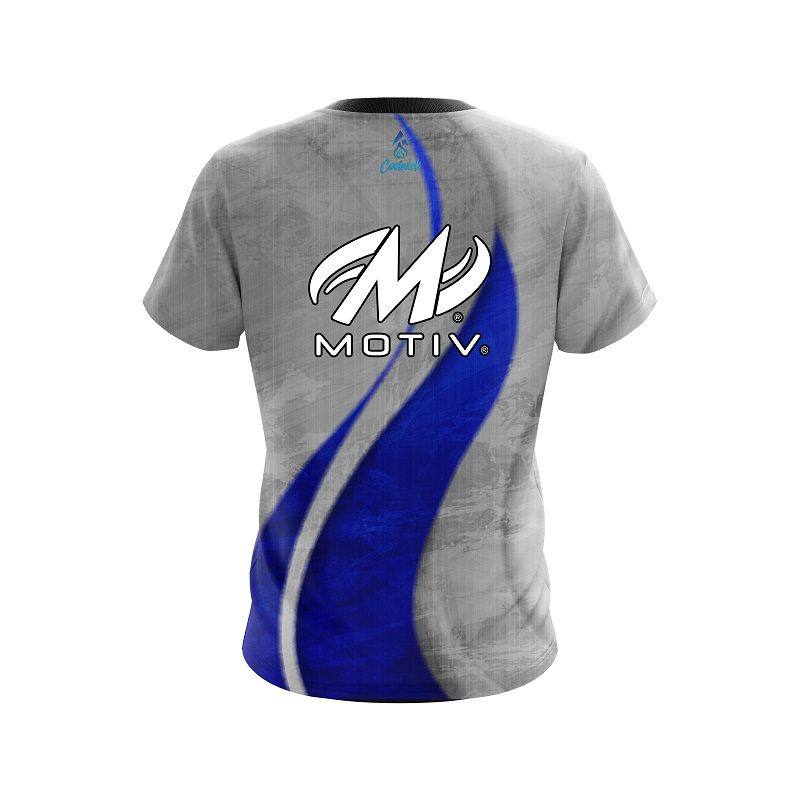 Motiv Rough Edges Blue CoolWick Bowling Jersey - Image 2