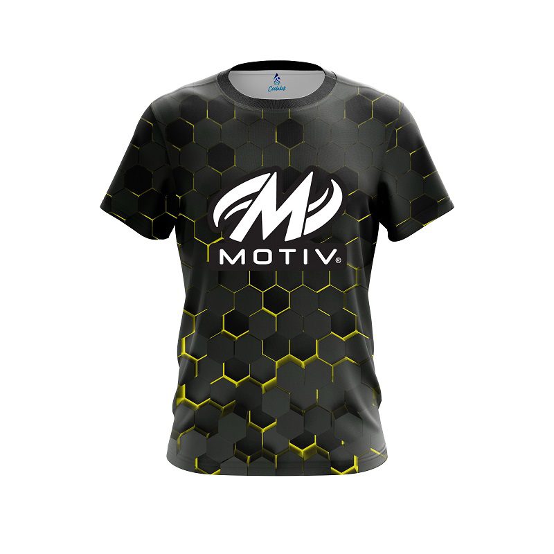 Motiv Yellow Honeycomb Fusion CoolWick Bowling Jersey
