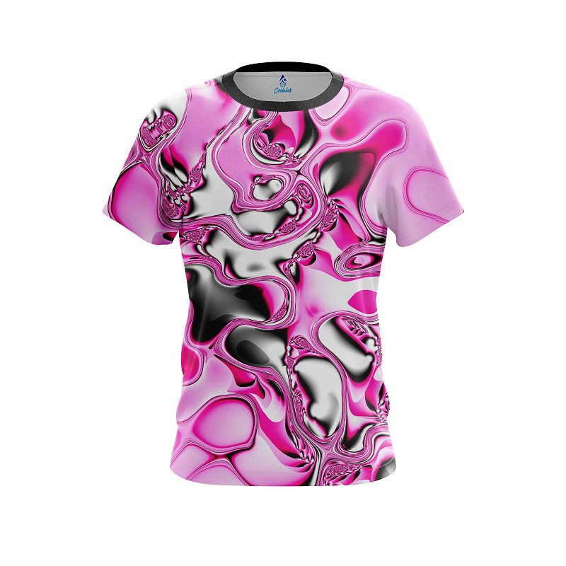 Plain Pink And White Liquid Canvas CoolWick Bowling Jersey