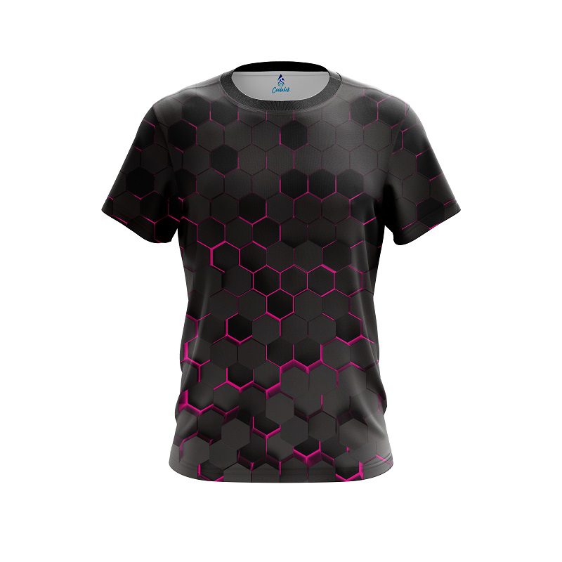 Plain Pink Honeycomb Fusion CoolWick Bowling Jersey