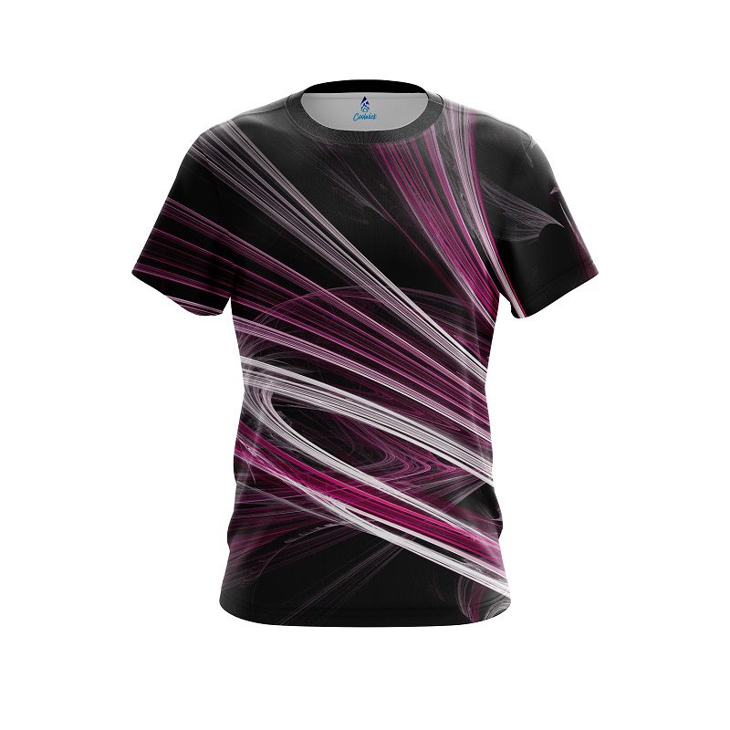 Plain Pink Motion Swirl CoolWick Bowling Jersey