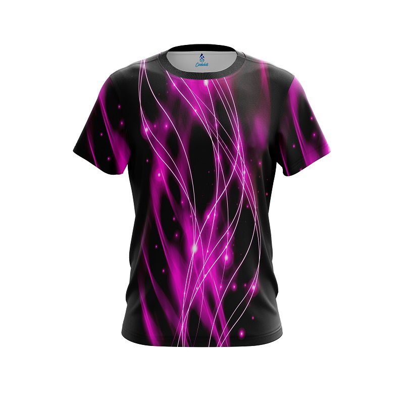 Plain Pink Spiral Waves CoolWick Bowling Jersey