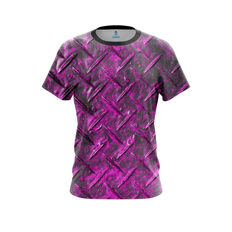 Plain Pink Diamond Plate CoolWick Bowling Jersey