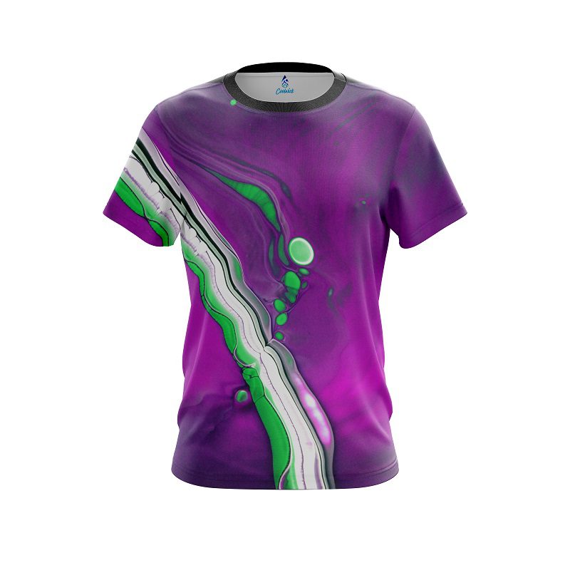 Plain Purple And Green Liquid CoolWick Bowling Jersey