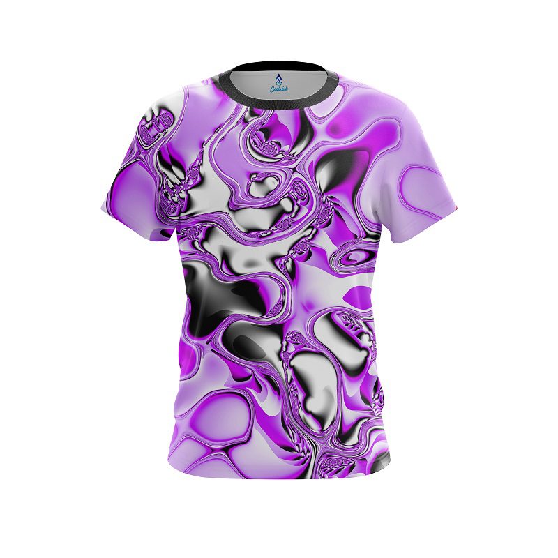 Plain Purple And White Liquid Canvas CoolWick Bowling Jersey