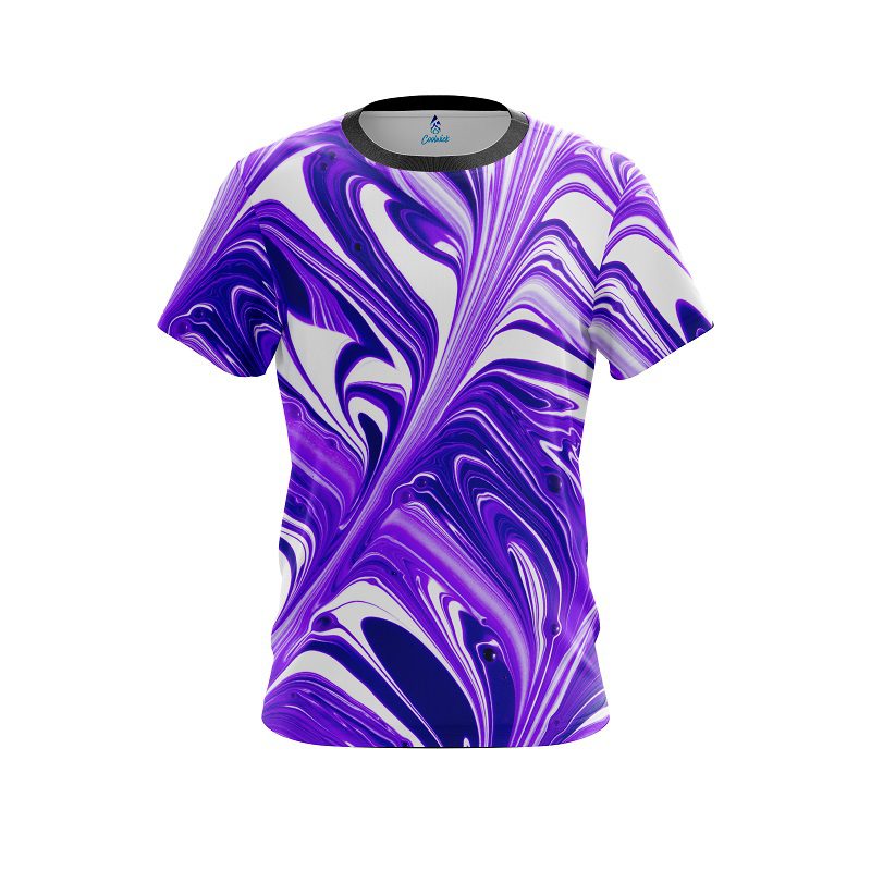 Plain Purple And White Liquid Swirls CoolWick Bowling Jersey