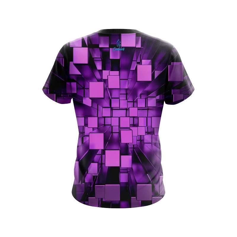Plain Purple Block Burst CoolWick Bowling Jersey - Image 2