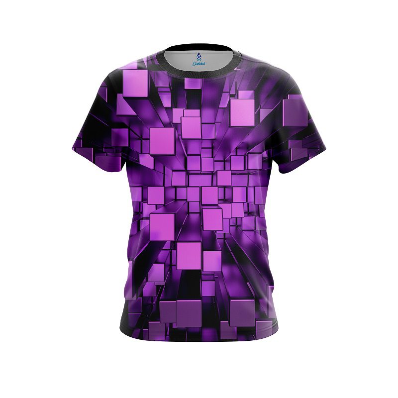 Plain Purple Block Burst CoolWick Bowling Jersey