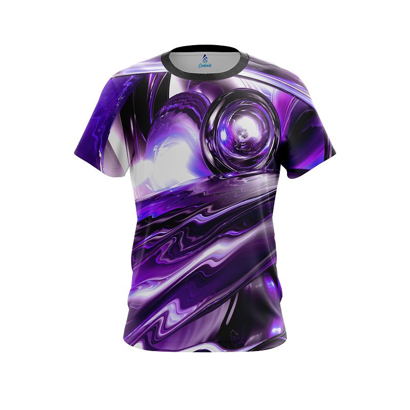 Plain Purple Futuristic Plasma Waves CoolWick Bowling Jersey
