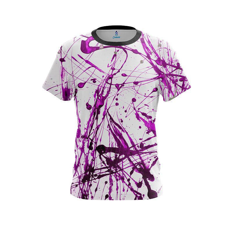Plain Purple Paint Splash CoolWick Bowling Jersey
