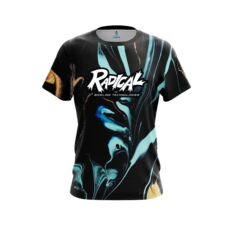 Radical Blue And Gold Liquid Marble CoolWick Bowling Jersey