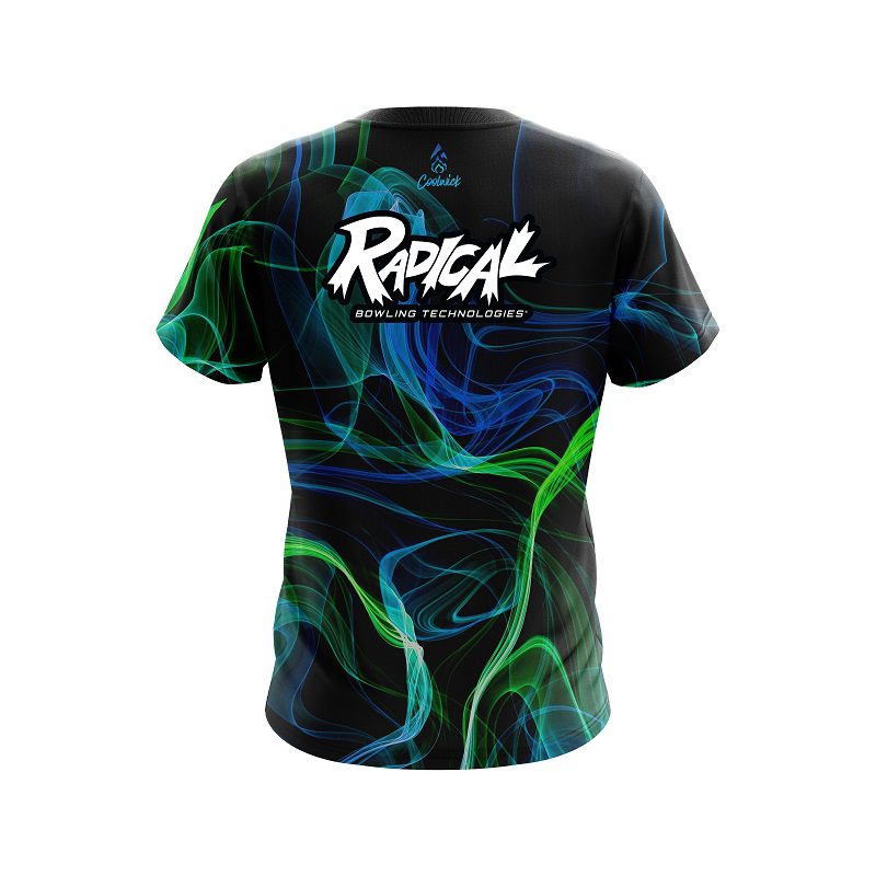 Radical Blue Green Smoke CoolWick Bowling Jersey - Image 2