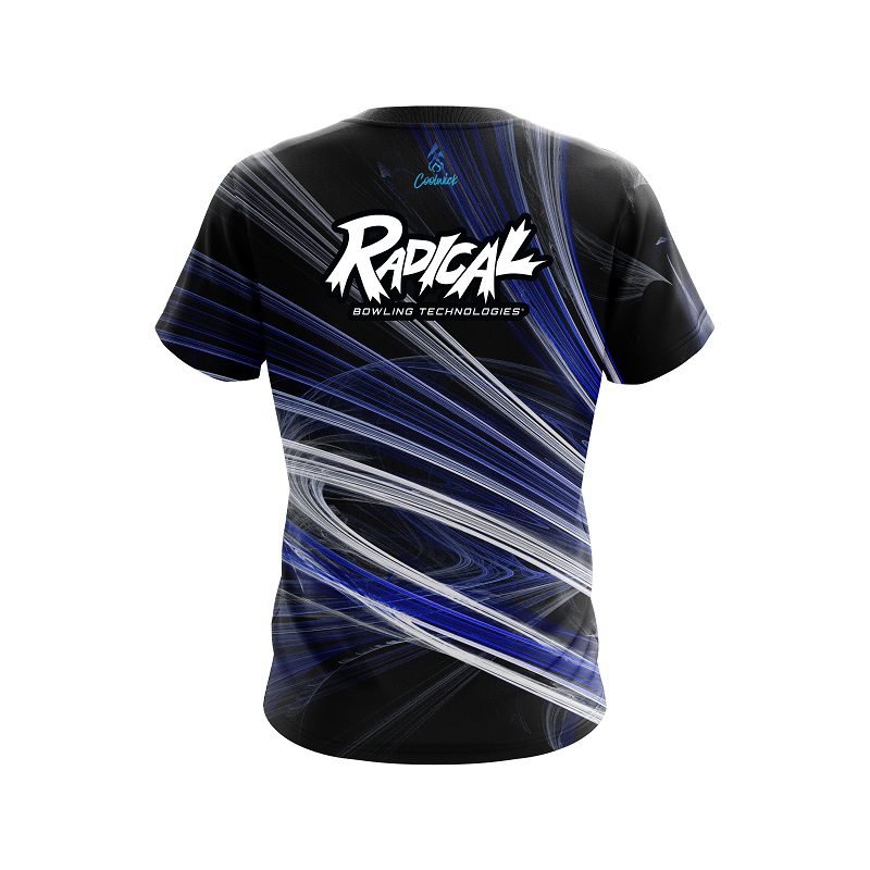 Radical Blue Motion Swirl CoolWick Bowling Jersey - Image 2
