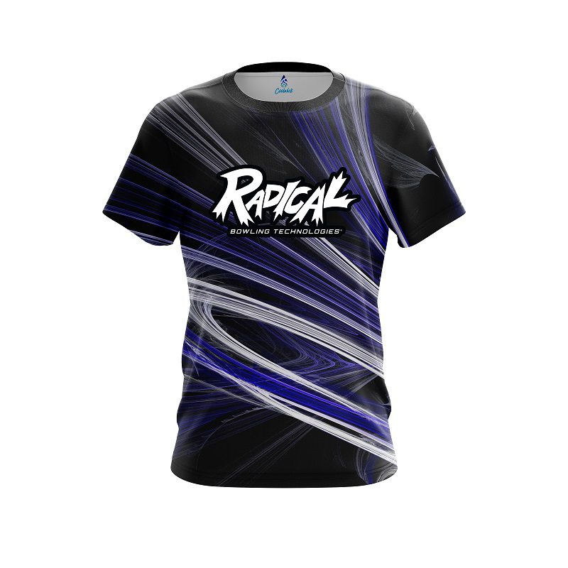 Radical Blue Motion Swirl CoolWick Bowling Jersey