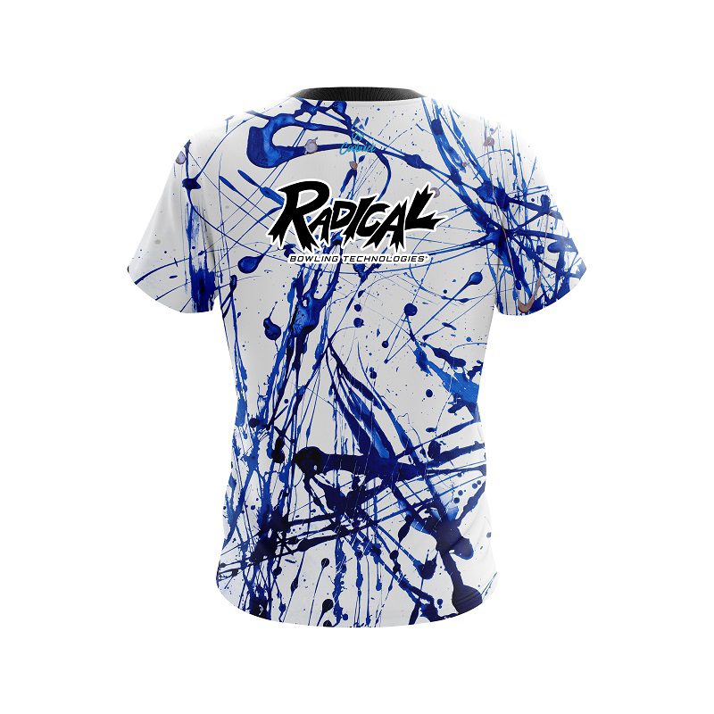 Radical Blue Paint Splash CoolWick Bowling Jersey - Image 2