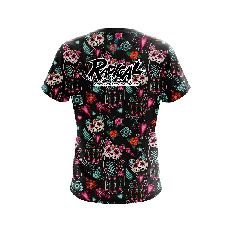 Radical Day Of The Dead Cats CoolWick Bowling Jersey - Image 2