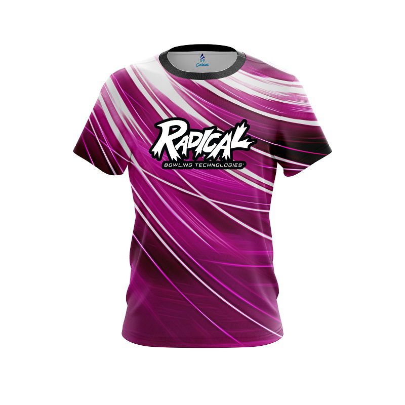 Radical Deep Pink Stripes CoolWick Bowling Jersey
