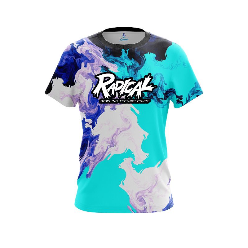 Radical Liquid Marble Purple And Blue CoolWick Bowling Jersey