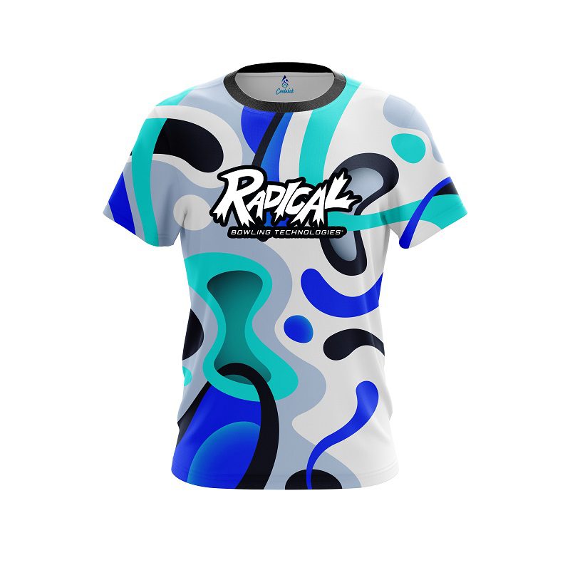 Radical Modern Art Blue CoolWick Bowling Jersey