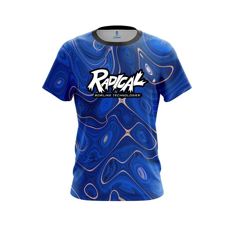 Radical Psychedelic Blue Flow CoolWick Bowling Jersey