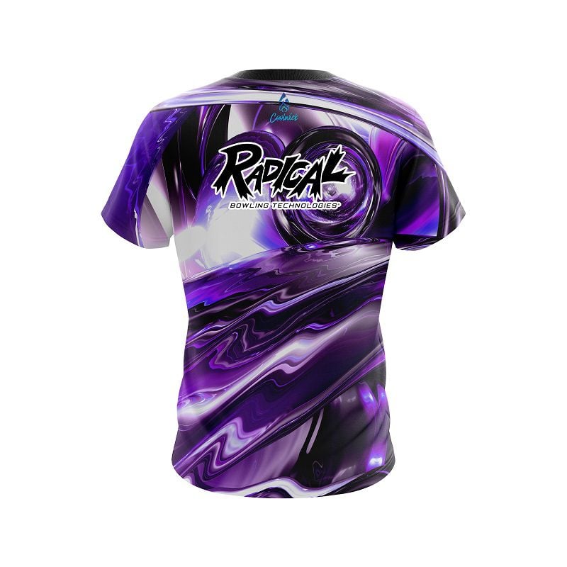 Radical Purple Futuristic Plasma Waves CoolWick Bowling Jersey - Image 2