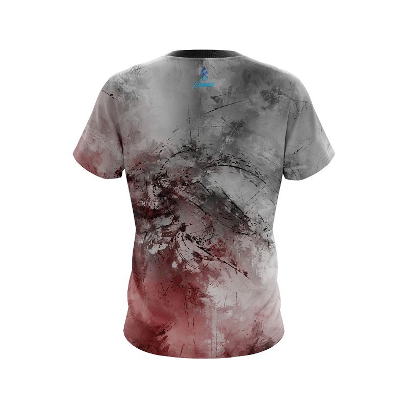 Plain Red And Grey Canvas CoolWick Bowling Jersey - Image 2