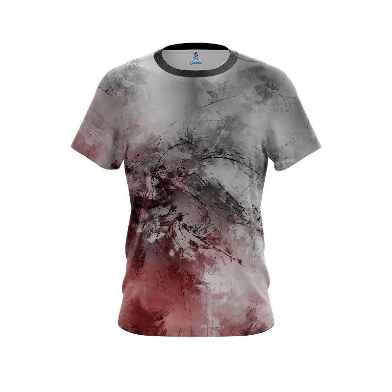 Plain Red And Grey Canvas CoolWick Bowling Jersey