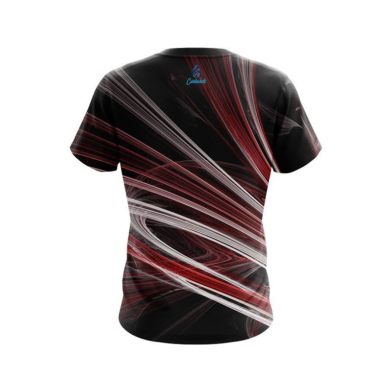 Plain Red Motion Swirl CoolWick Bowling Jersey - Image 2