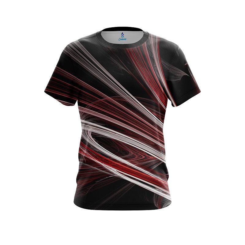Plain Red Motion Swirl CoolWick Bowling Jersey