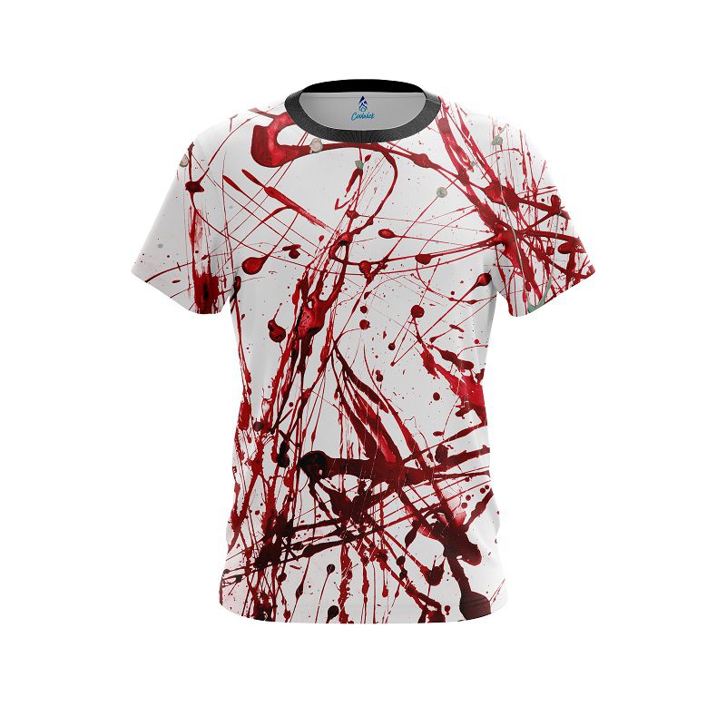 Plain Red Paint Splash CoolWick Bowling Jersey