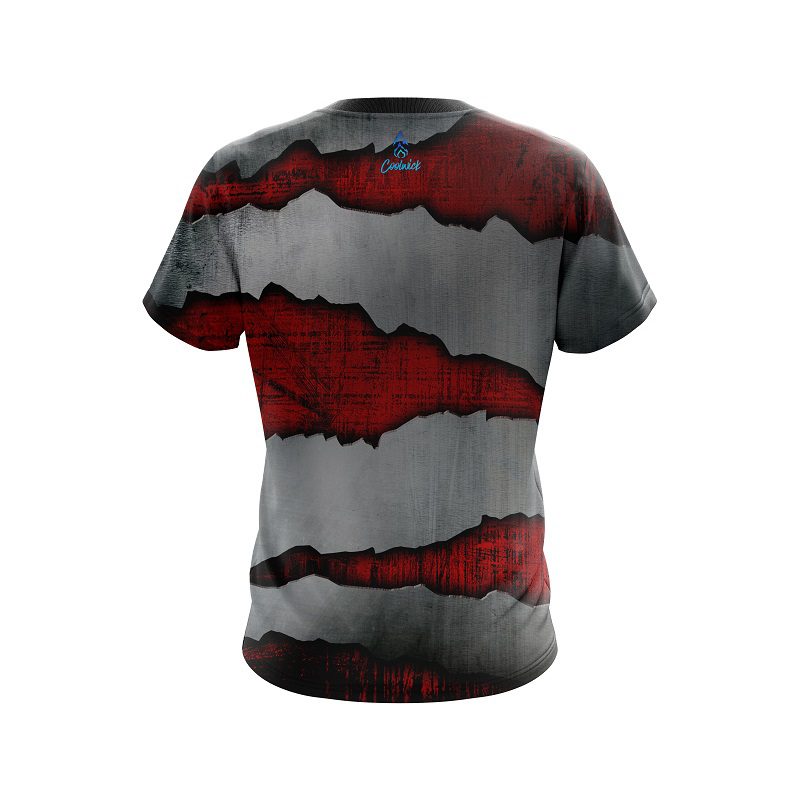 Plain Red Rigid Steel CoolWick Bowling Jersey - Image 2