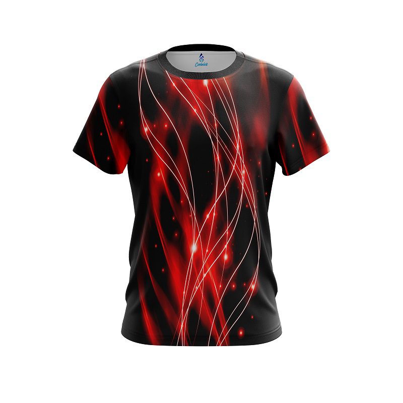 Plain Red Spiral Waves CoolWick Bowling Jersey