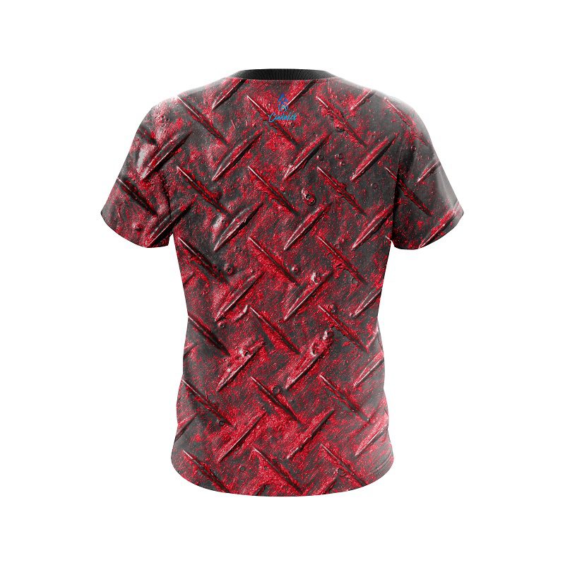 Plain Red Diamond Plate CoolWick Bowling Jersey - Image 2