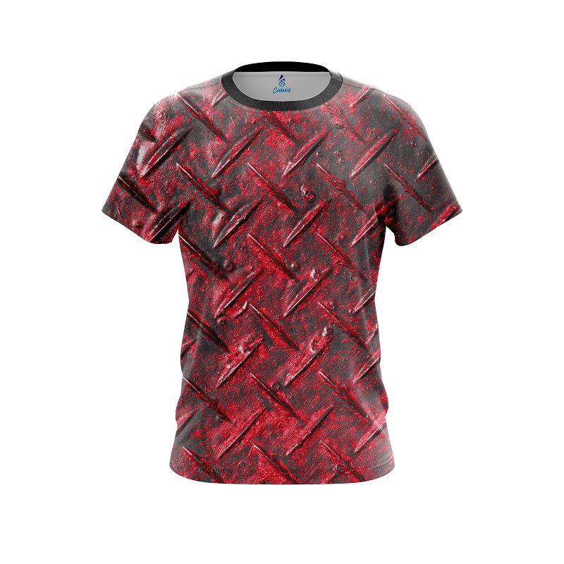 Plain Red Diamond Plate CoolWick Bowling Jersey