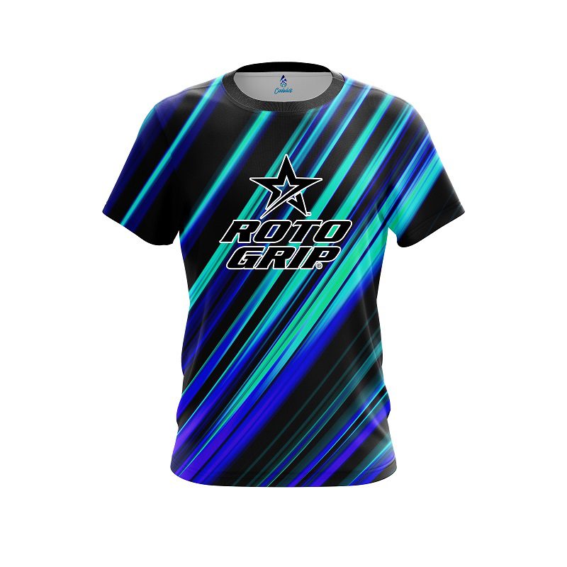 Roto Grip Blue And Green Digital Stripe CoolWick Bowling Jersey