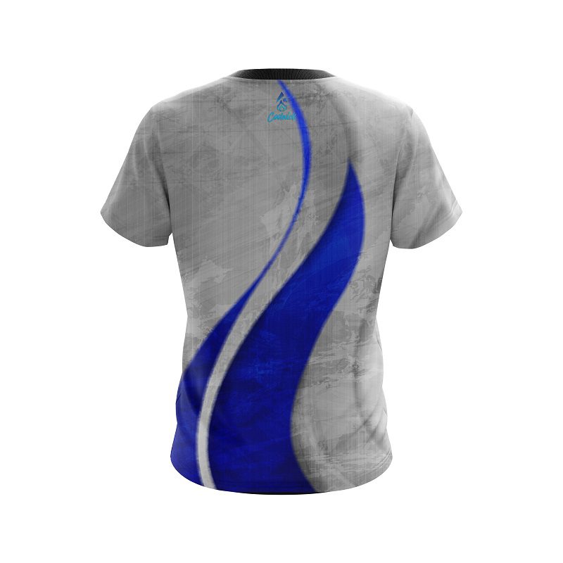 Plain Rough Edges Blue CoolWick Bowling Jersey - Image 2