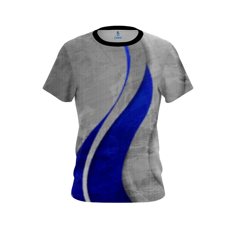 Plain Rough Edges Blue CoolWick Bowling Jersey